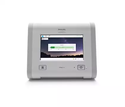Philips Trilogy Evo ventilator with touchscreen and dual battery portability